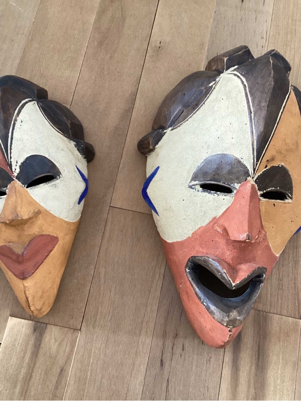 Hand-Painted Ceramic Decorative Wall Masks - Multicolor